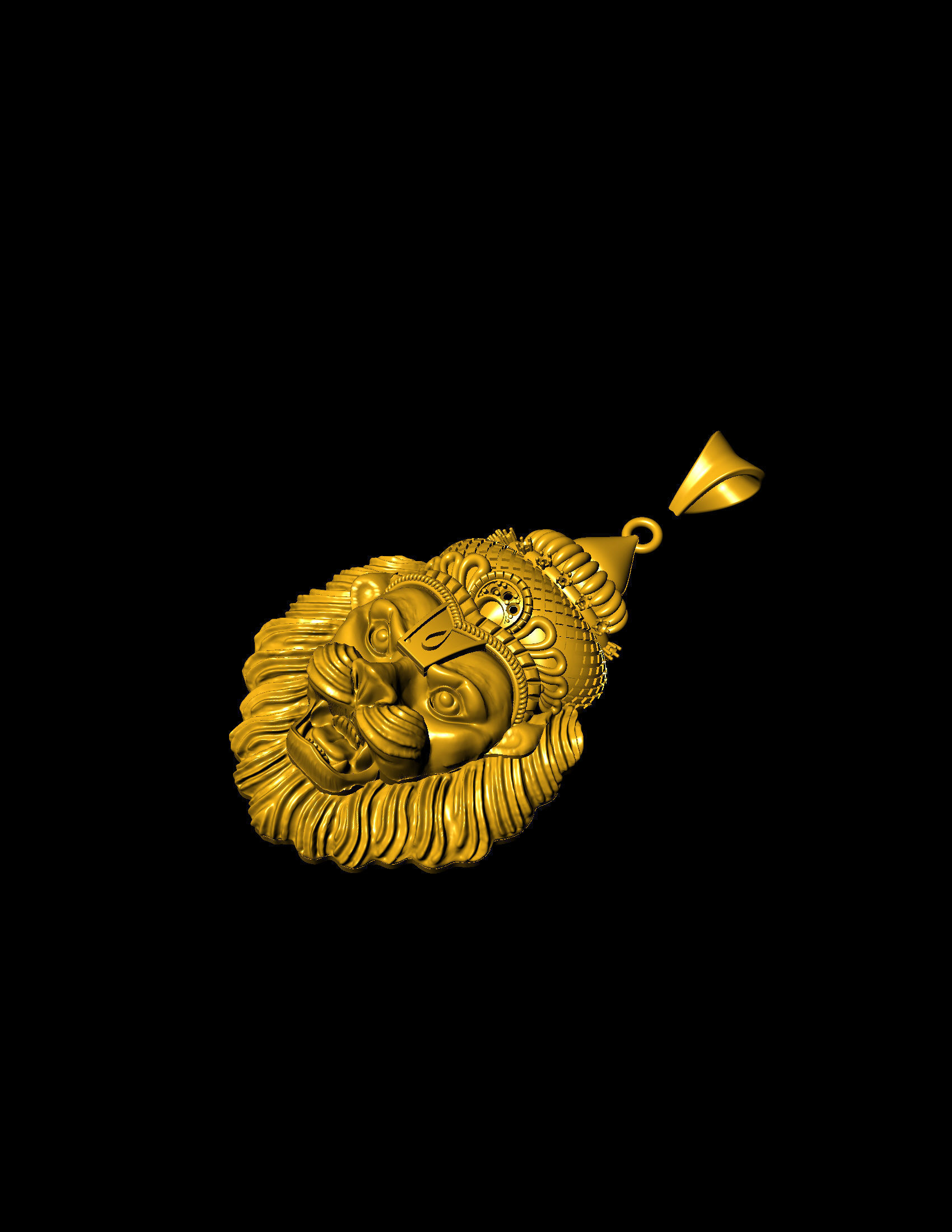 PENDANTS gold lion pendant 3D print model_5