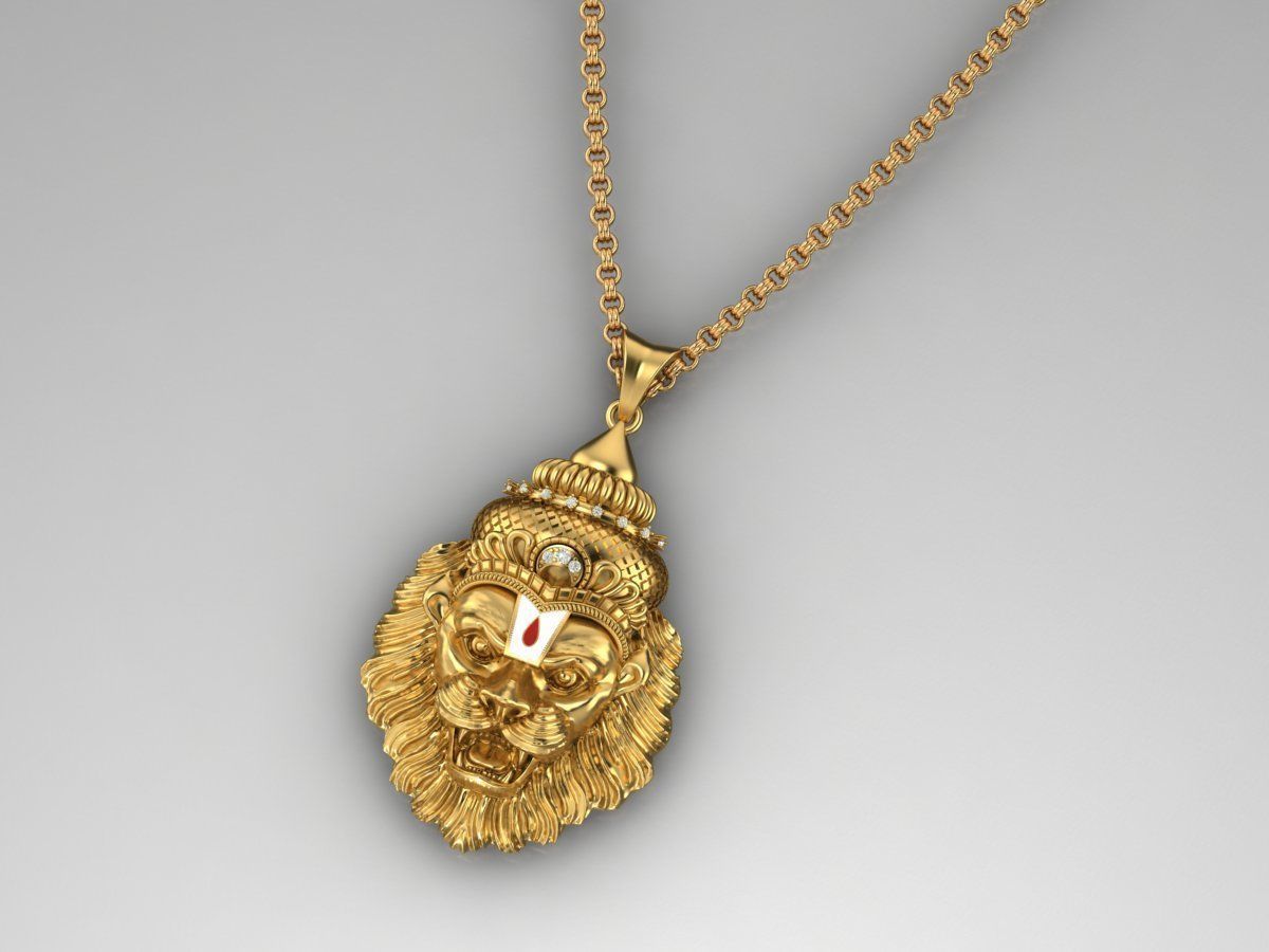 PENDANTS gold lion pendant 3D print model_3