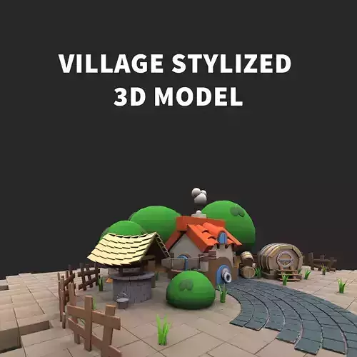 village stylized 3d model