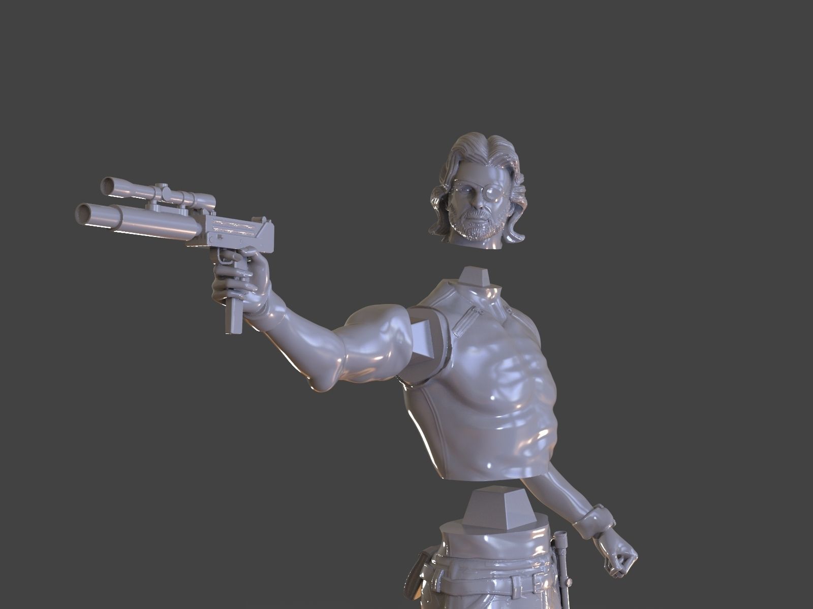 Snake Plissken Sculpture 3D print model_33