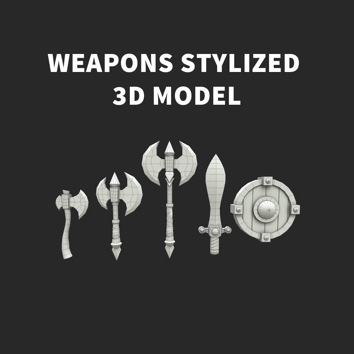 medeval weapons stylized 3d model pack Low-poly 3D model_2