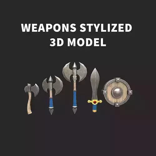 medeval weapons stylized 3d model pack