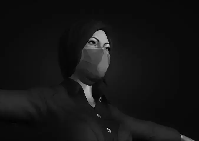 Realistic Female Character Dyna Low-poly 3D model