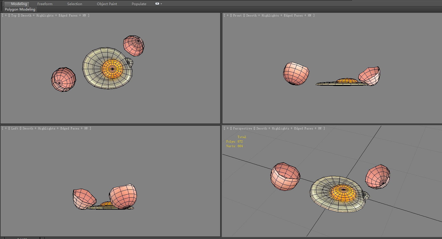 Cartoon egg liquid - egg yolk - broken egg - eggshell Low-poly 3D model_4