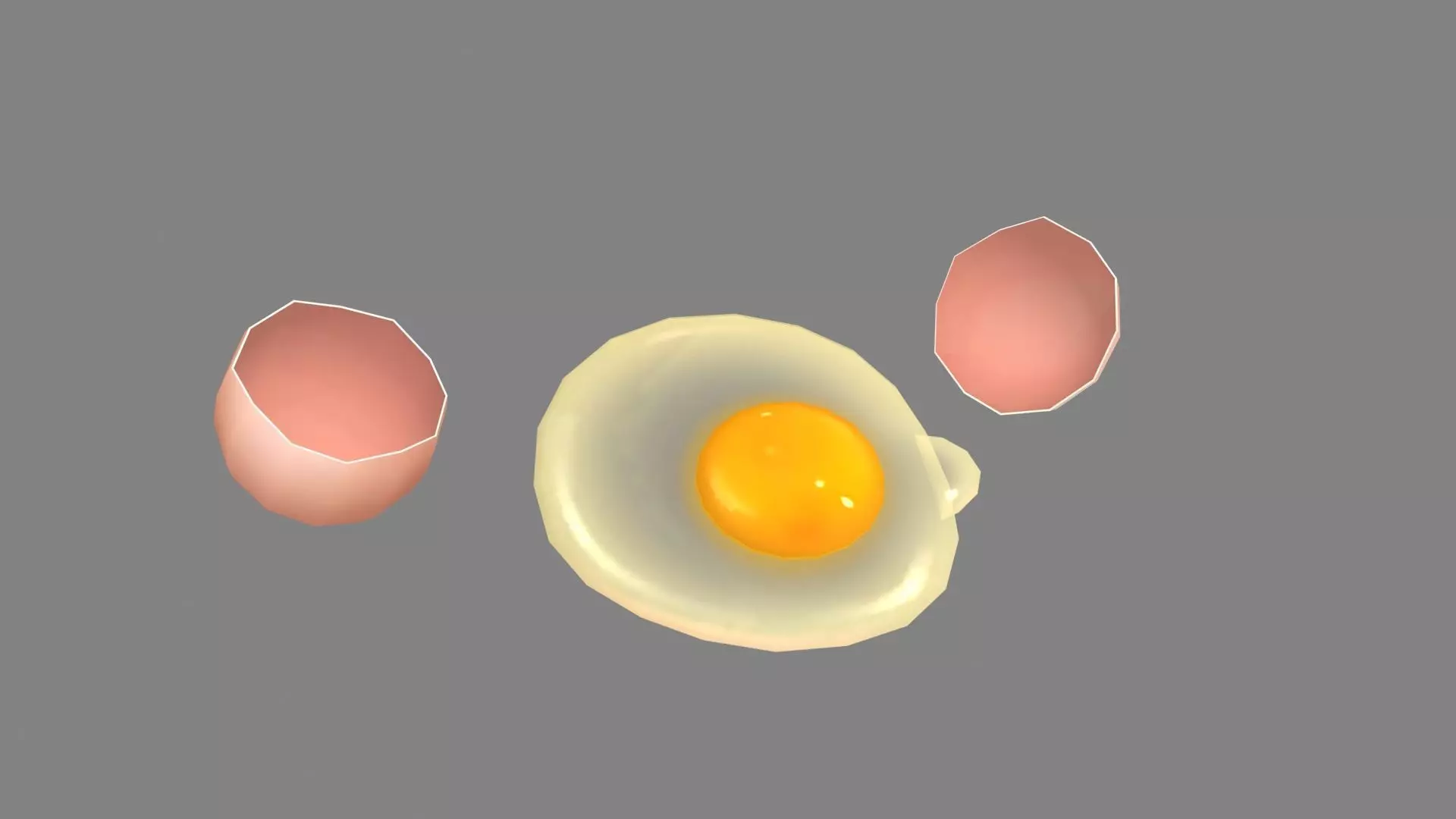 Cartoon egg liquid - egg yolk - broken egg - eggshell Low-poly 3D model_0