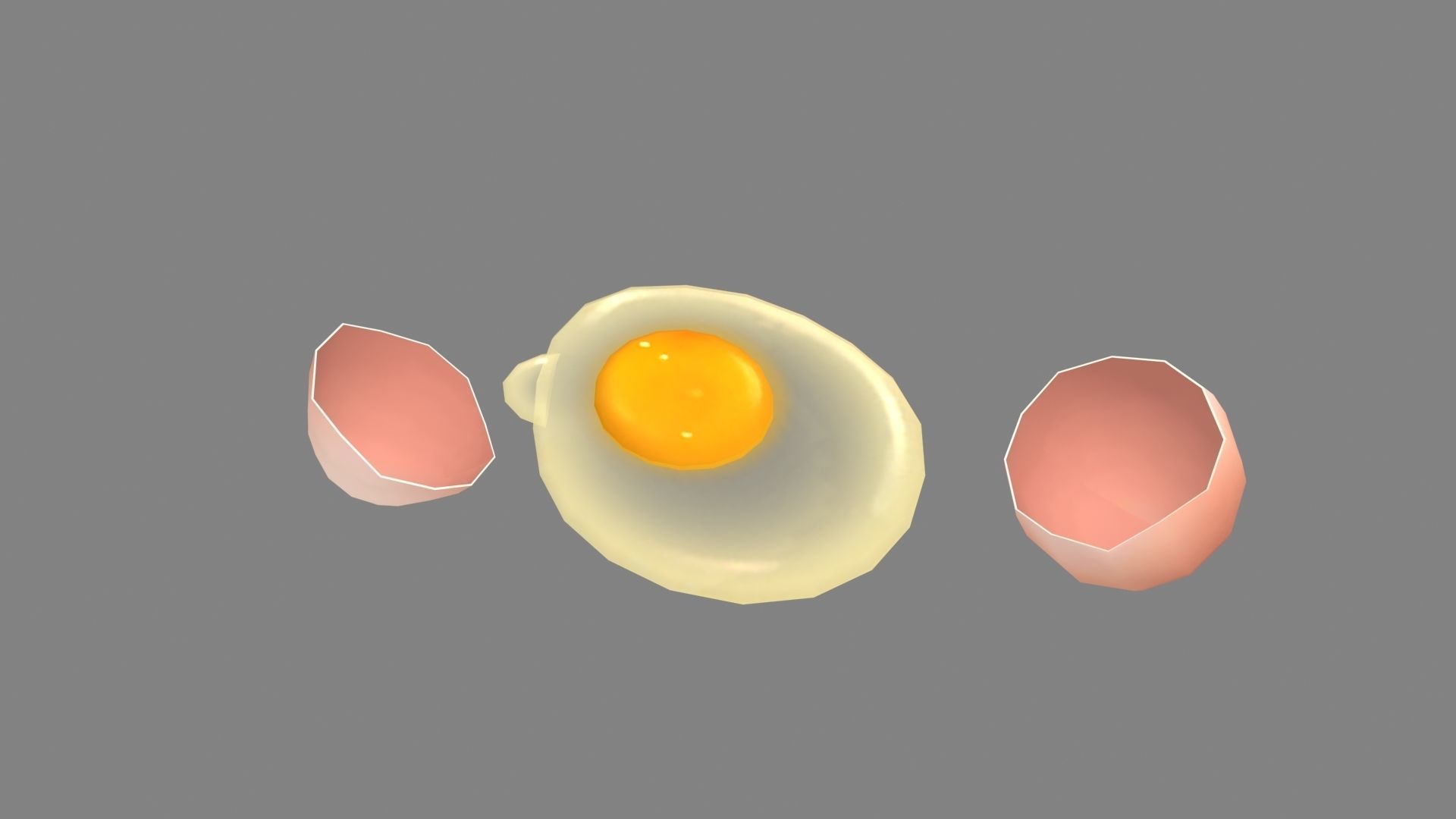 Cartoon egg liquid - egg yolk - broken egg - eggshell Low-poly 3D model_1
