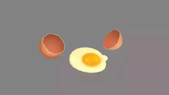 Cartoon fried egg - egg yolk - broken egg - eggshell 