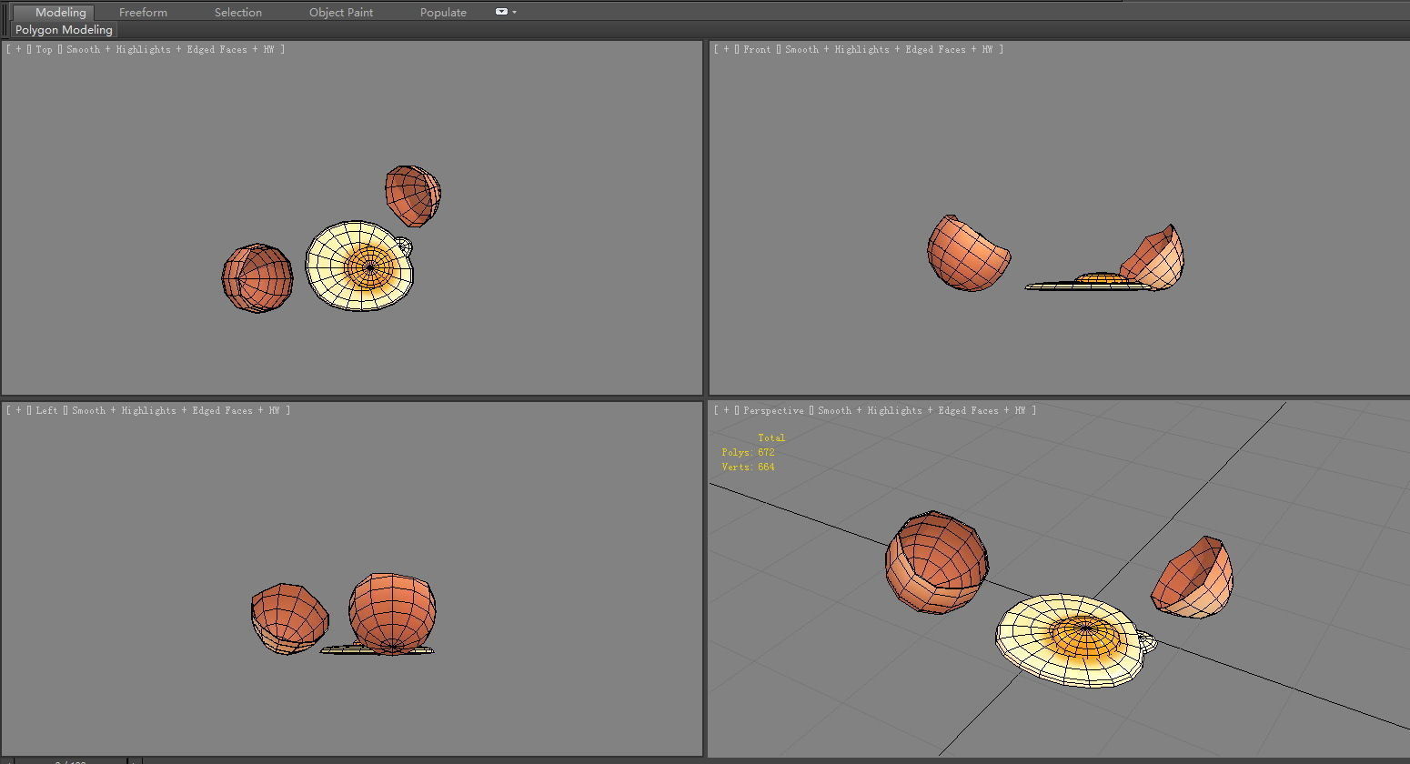 Cartoon fried egg - egg yolk - broken egg - eggshell  Low-poly 3D model_4