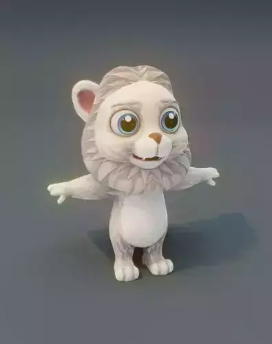 Cartoon White Lion Animated 3D Model Low-poly 3D model