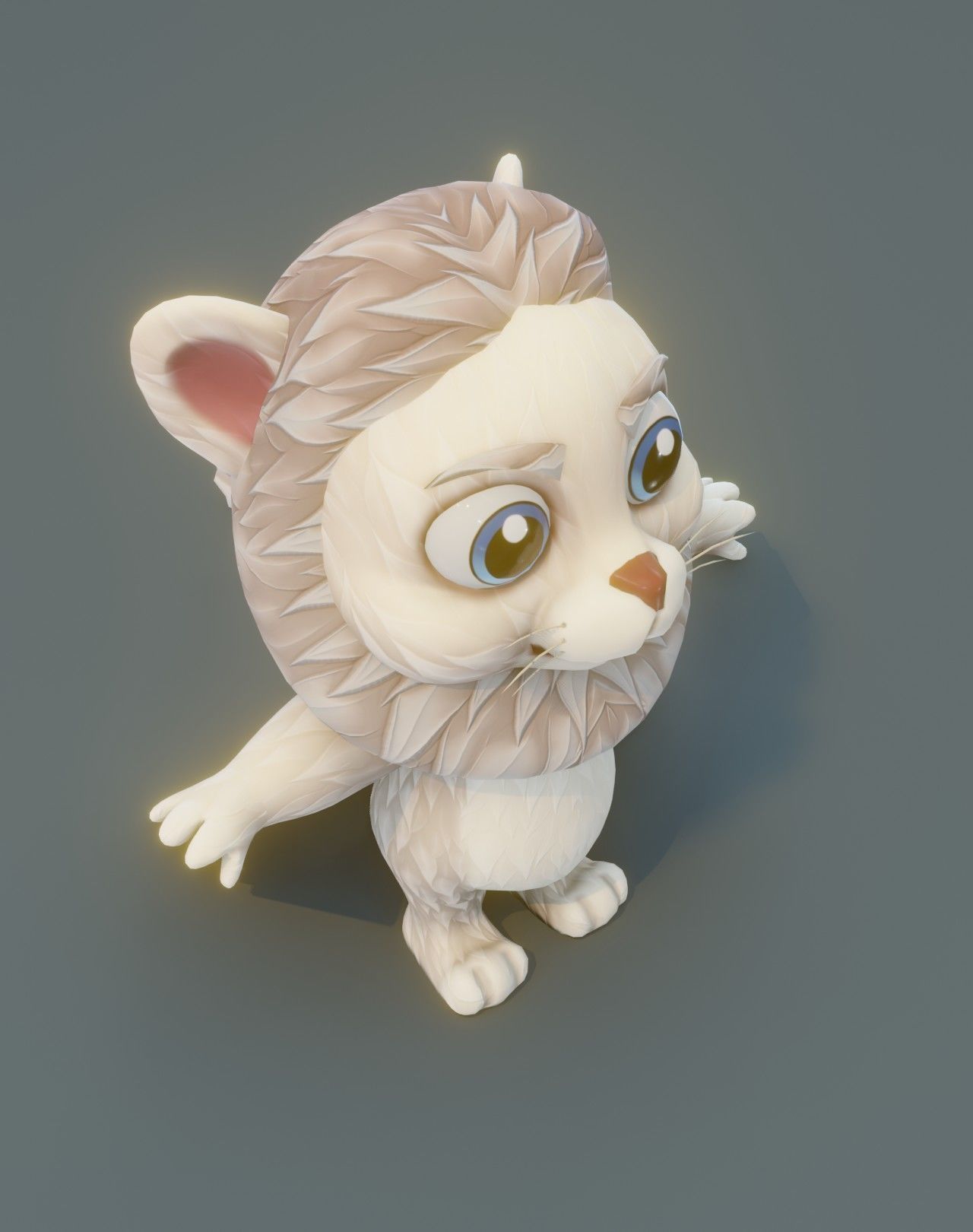 Cartoon White Lion Animated 3D Model Low-poly 3D model_14