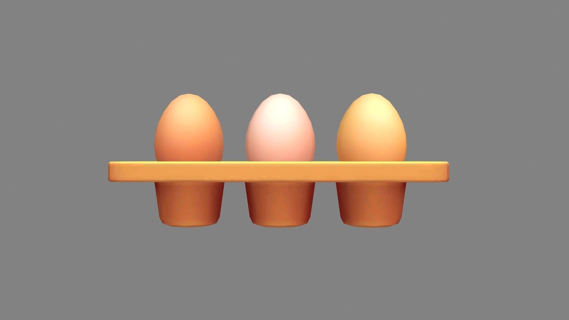 Cartoon  eggs in the egg tray Low-poly 3D model_2
