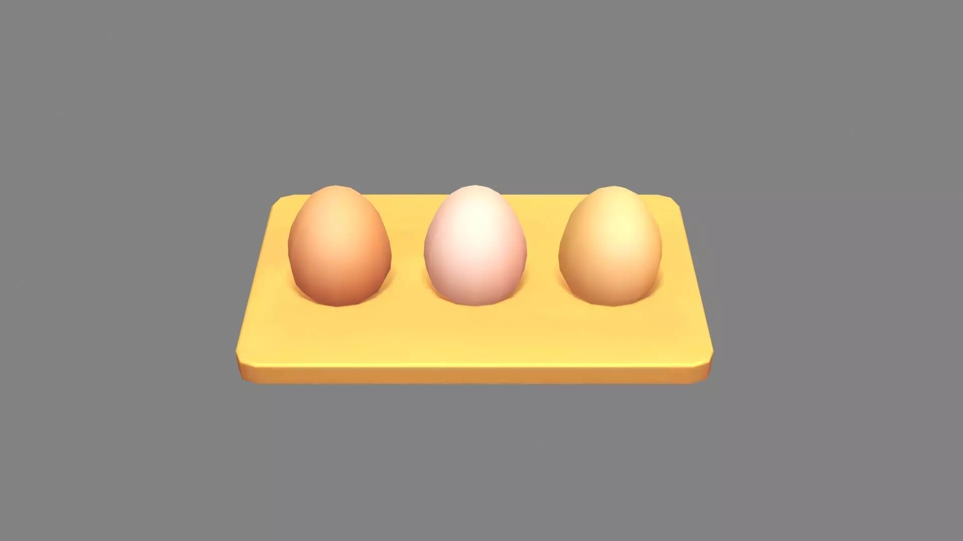 Cartoon  eggs in the egg tray Low-poly 3D model_0