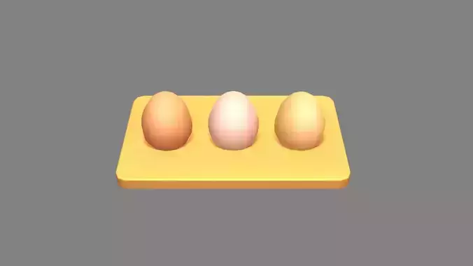 Cartoon  eggs in the egg tray Low-poly 3D model