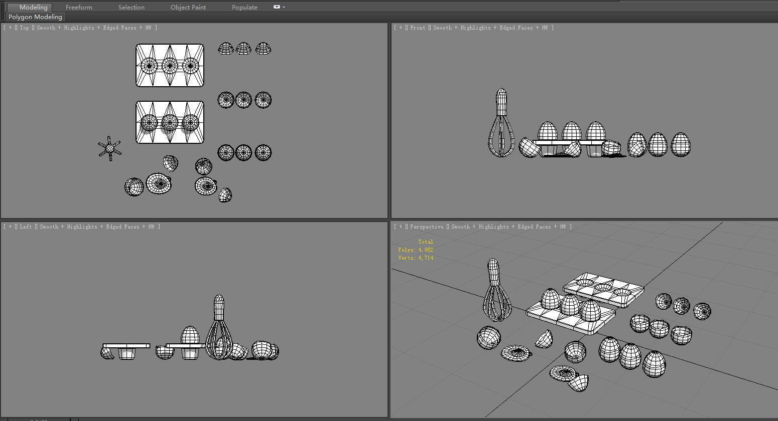 Cartoon eggs-egg tray-egg beater-eggshell-yolk-broken egg Low-poly 3D model_6