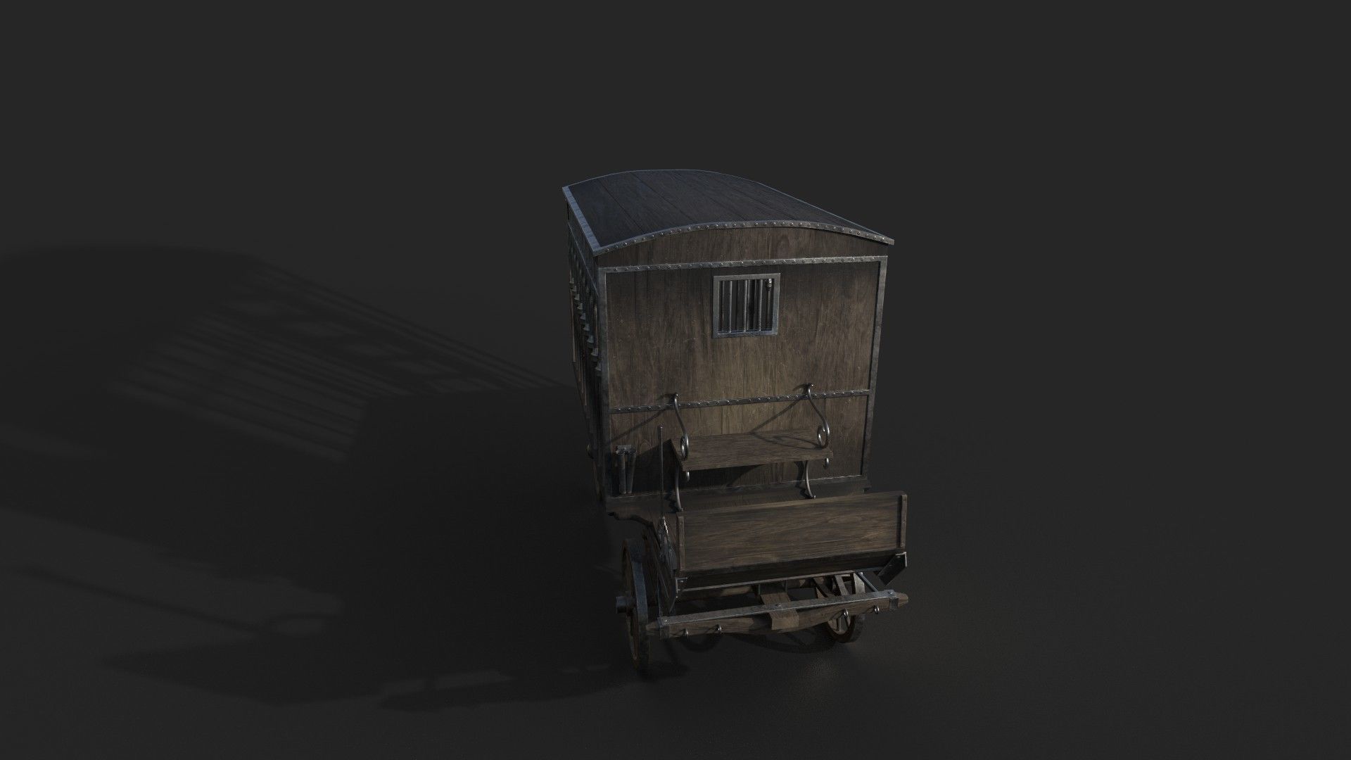 Realistic Medieval Prisoner Carriage Low-poly 3D model_3