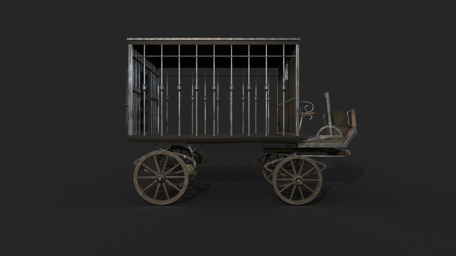 Realistic Medieval Prisoner Carriage Low-poly 3D model_4