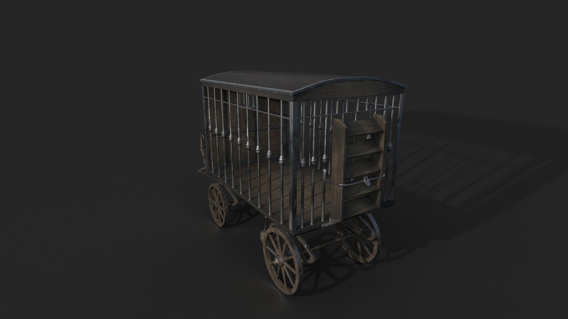 Realistic Medieval Prisoner Carriage Low-poly 3D model_2