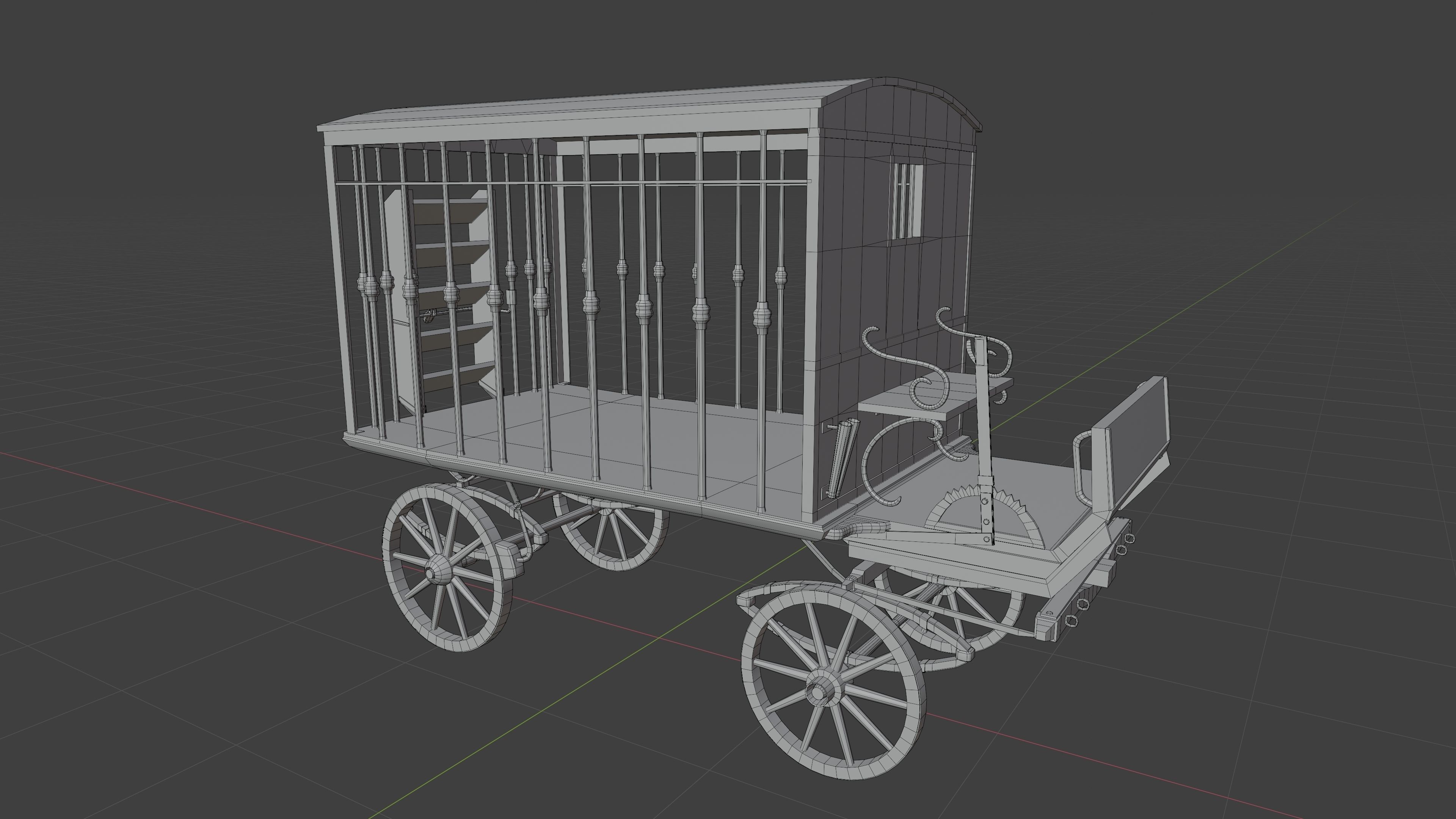 Realistic Medieval Prisoner Carriage Low-poly 3D model_5
