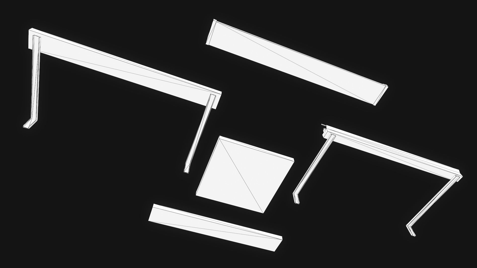 Classroom Fluorescent Lamps Low-poly 3D model_10