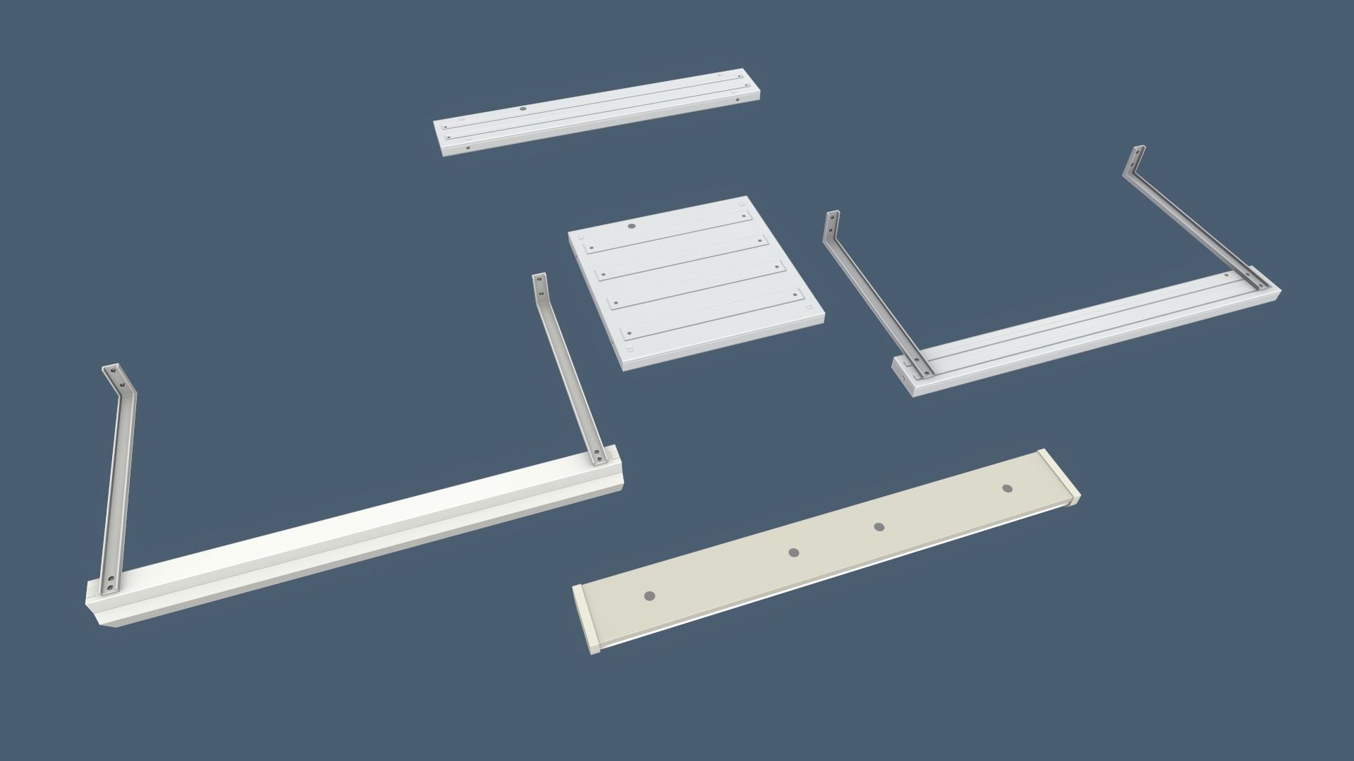 Classroom Fluorescent Lamps Low-poly 3D model_5