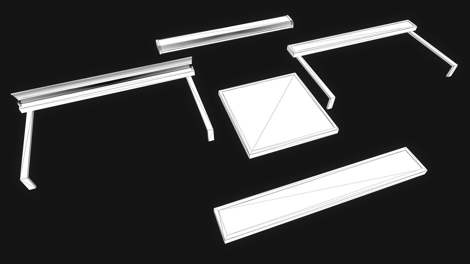 Classroom Fluorescent Lamps Low-poly 3D model_9
