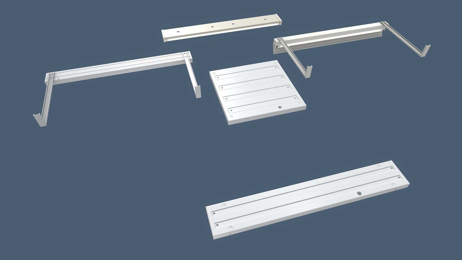 Classroom Fluorescent Lamps Low-poly 3D model_6