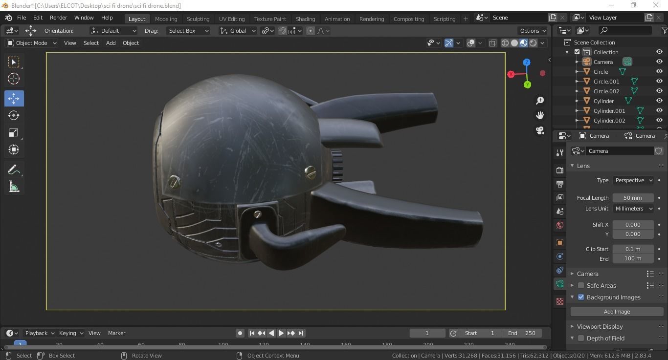 Sci fi fire drone 2 Low-poly 3D model_2