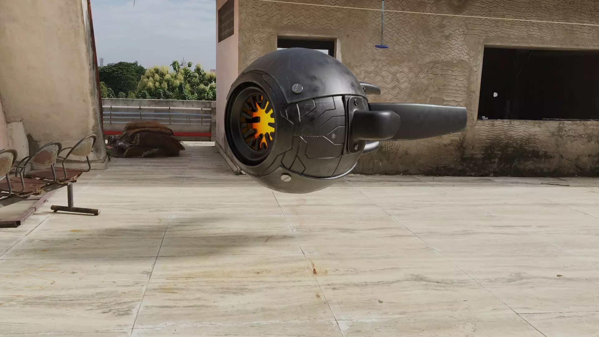 Sci fi fire drone 2 Low-poly 3D model_0