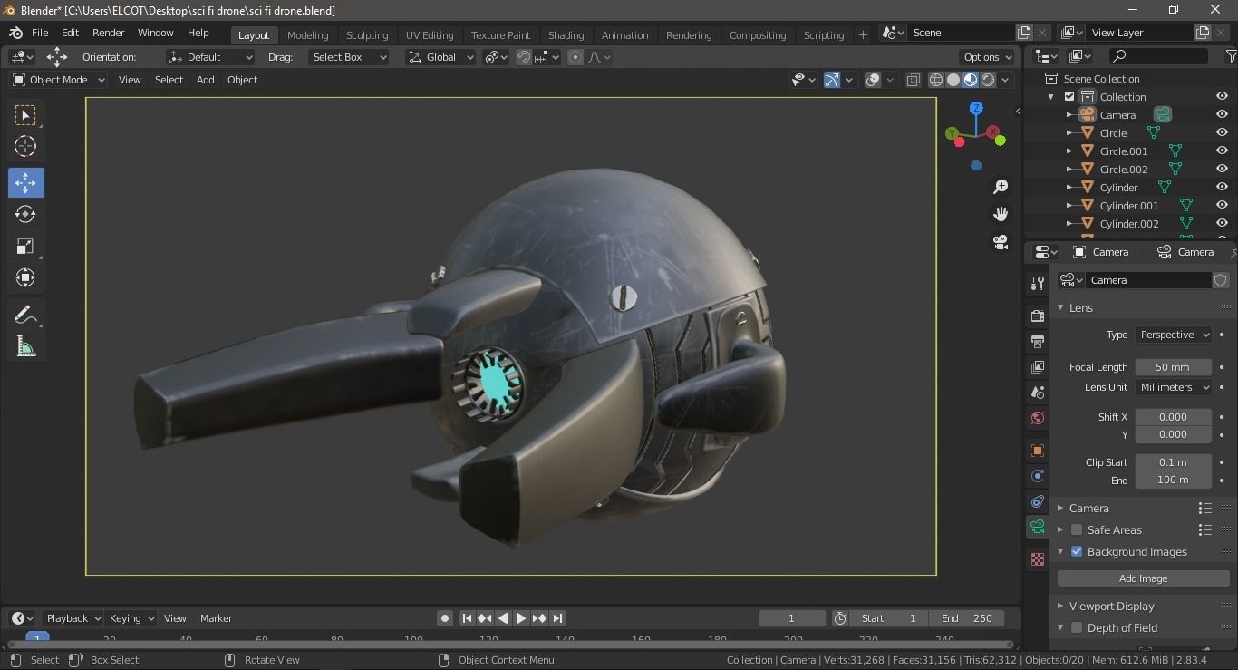 Sci fi fire drone 2 Low-poly 3D model_3