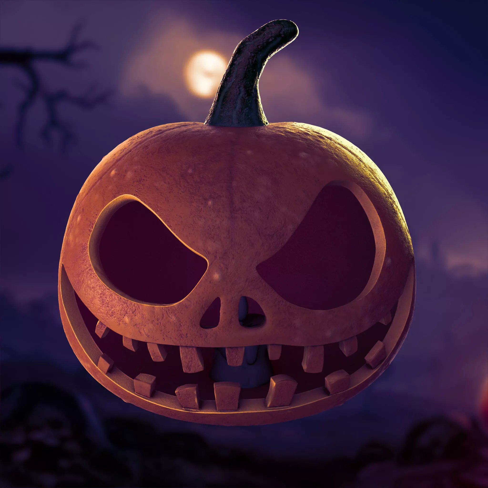 Halloween Pumpkin 3d model Low-Poly PBR Low-poly 3D model_0