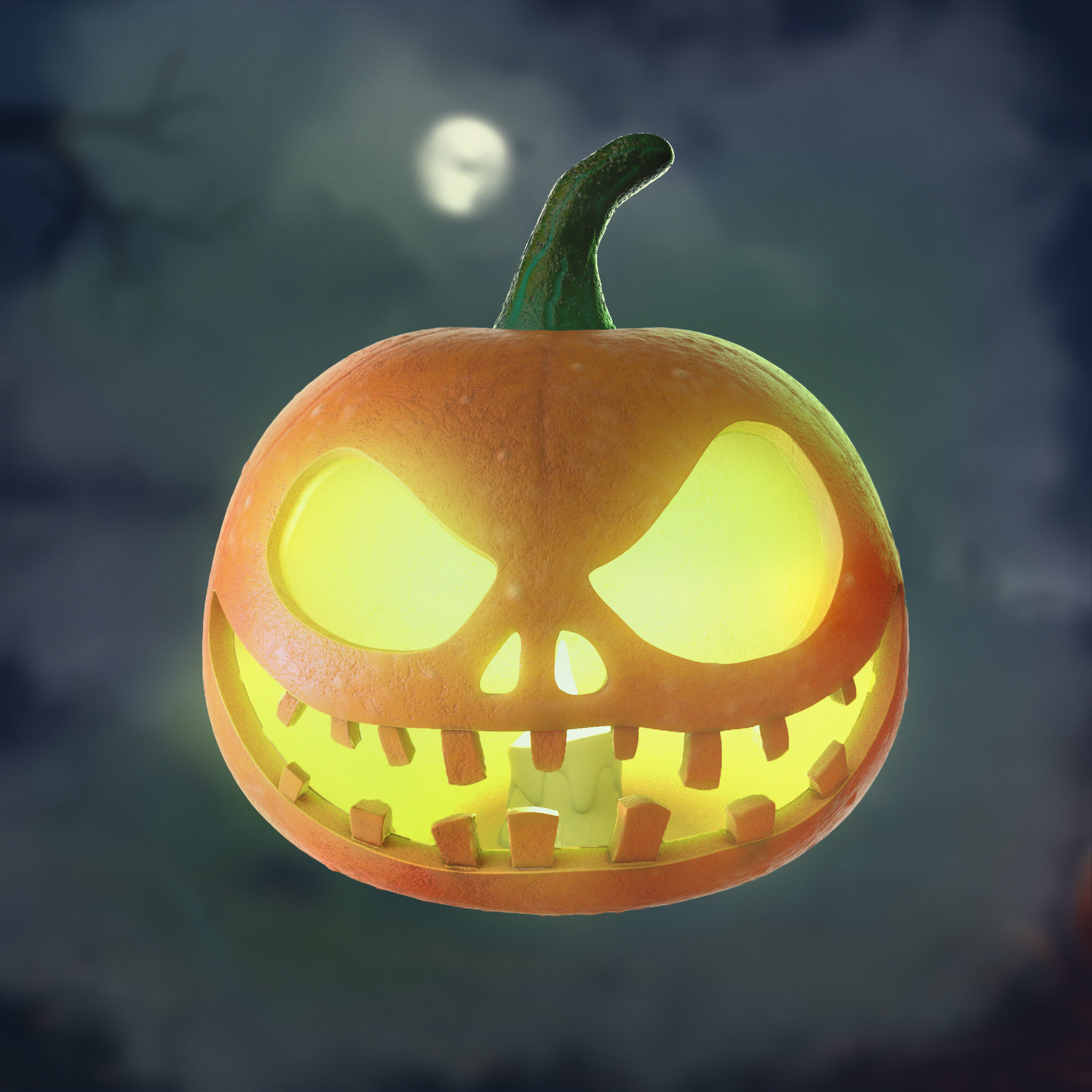 Halloween Pumpkin 3d model Low-Poly PBR Low-poly 3D model_3