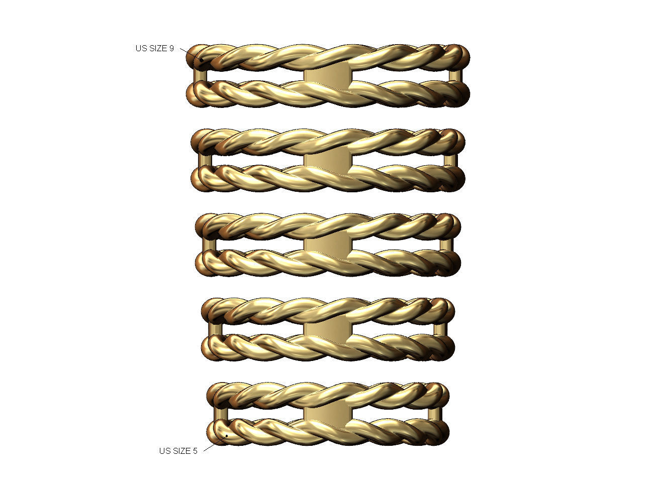 Double braided rope stacker band US sizes 5to9 3D print model_1
