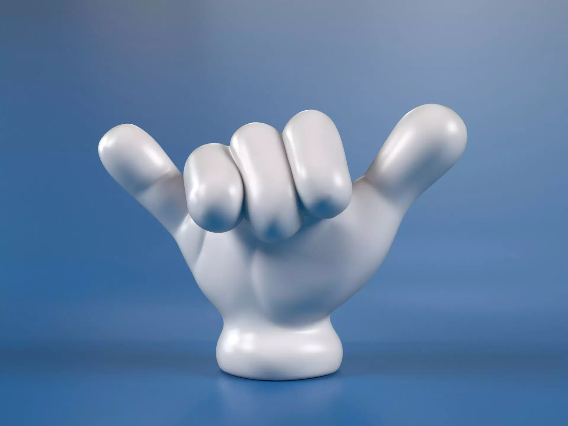 Cartoon hand 5 fingers Shaka 3D print model_0