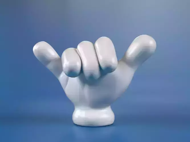 Cartoon hand 5 fingers Shaka 3D print model