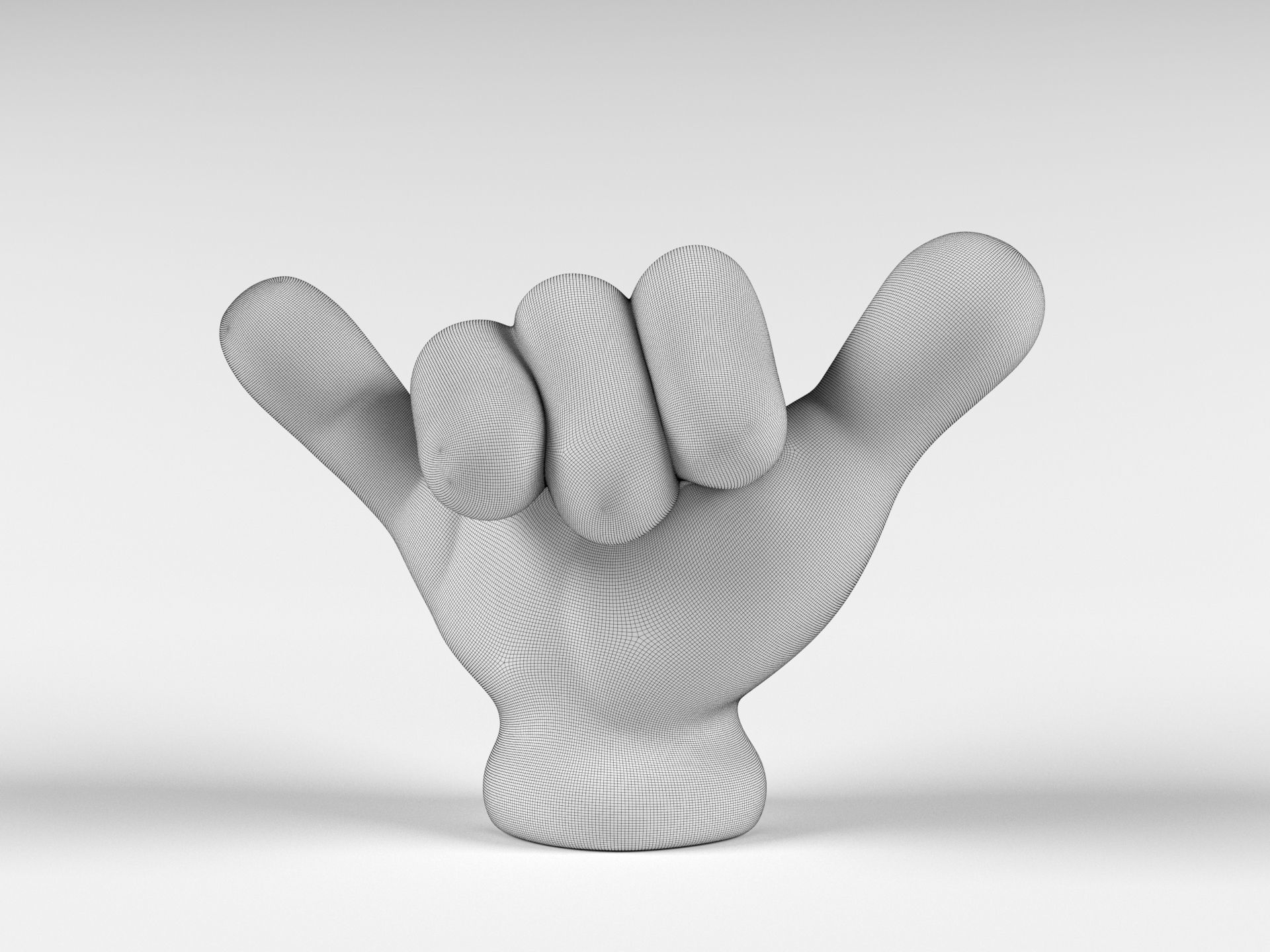 Cartoon hand 5 fingers Shaka 3D print model_1