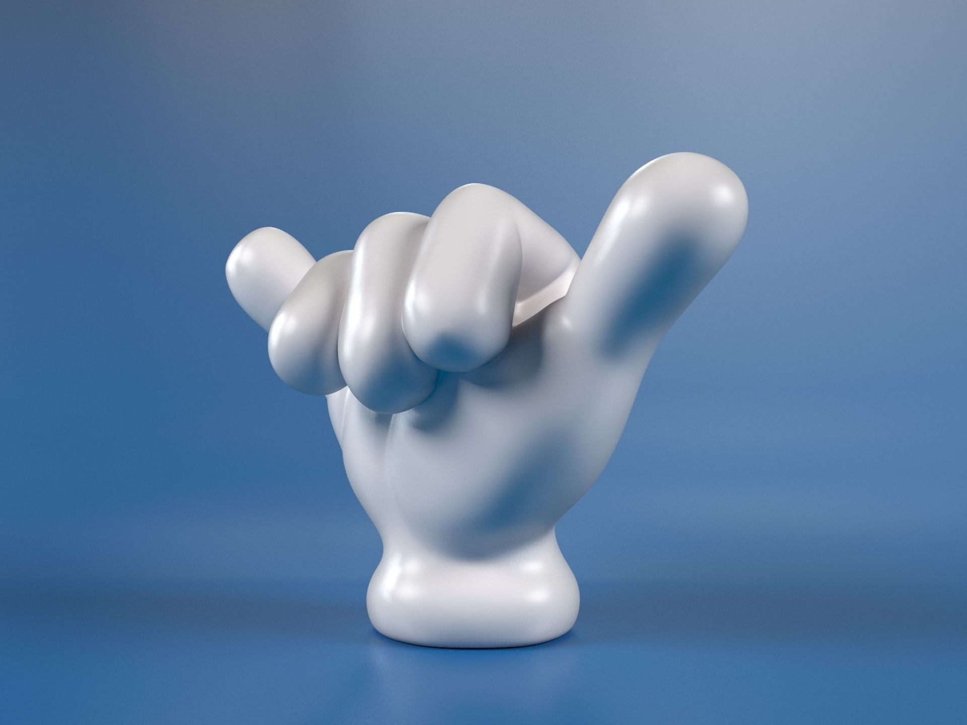 Cartoon hand 5 fingers Shaka 3D print model_2