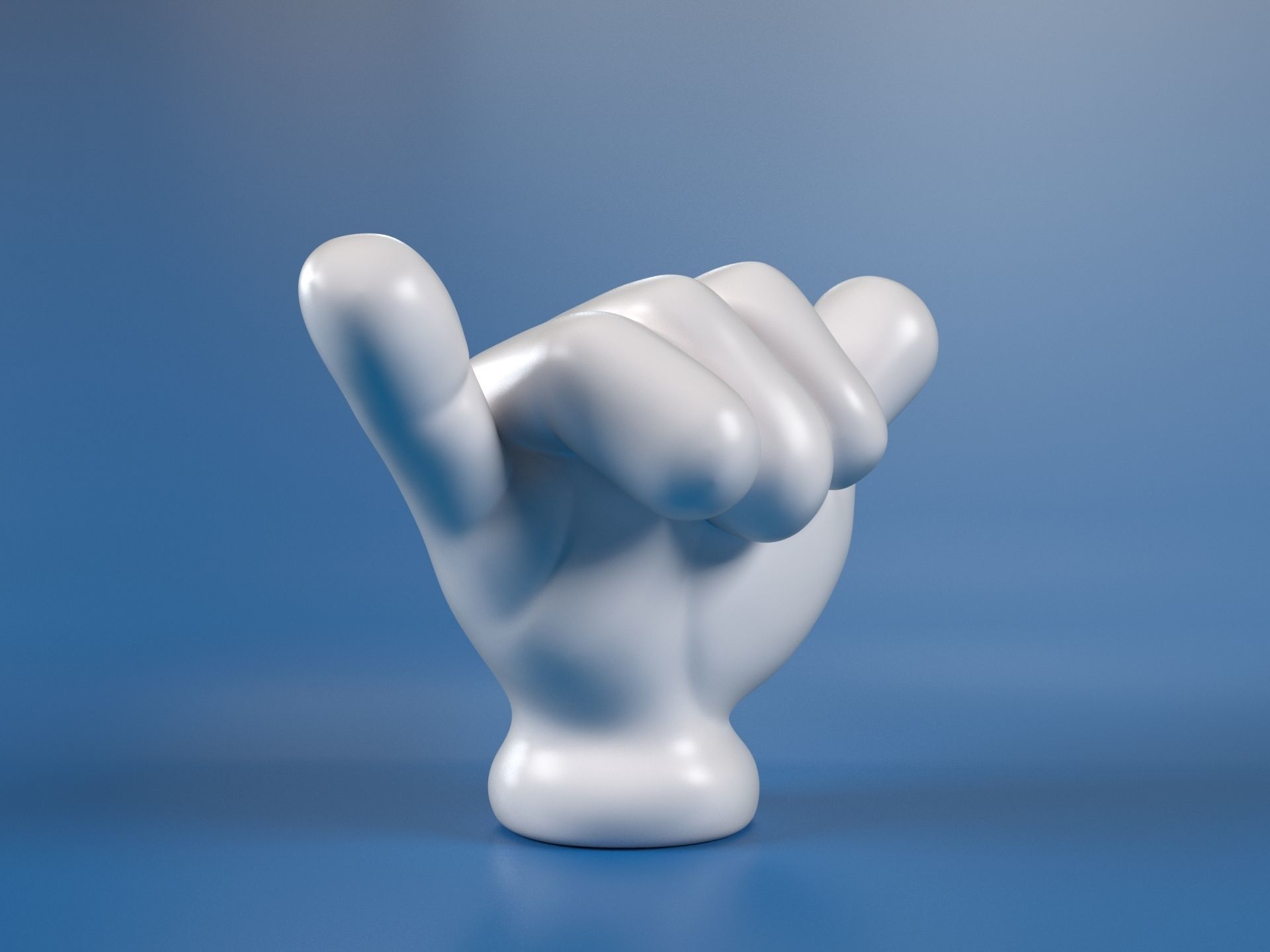 Cartoon hand 5 fingers Shaka 3D print model_8