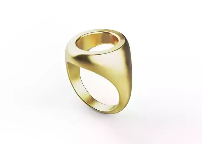 Circle Signet ring open middle version 3D print model lms02  3D print model