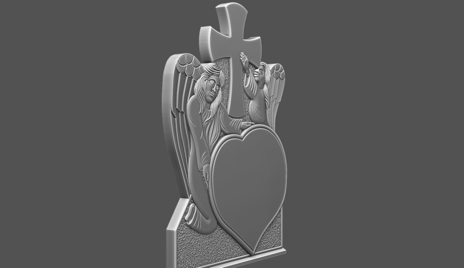 Memorial Tombstone with Angel for cnc Carving 3D print model_1