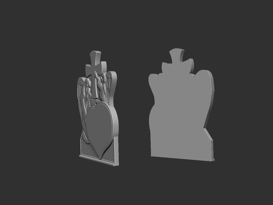 Memorial Tombstone with Angel for cnc Carving 3D print model_6