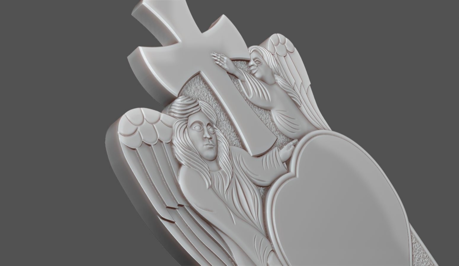 Memorial Tombstone with Angel for cnc Carving 3D print model_5