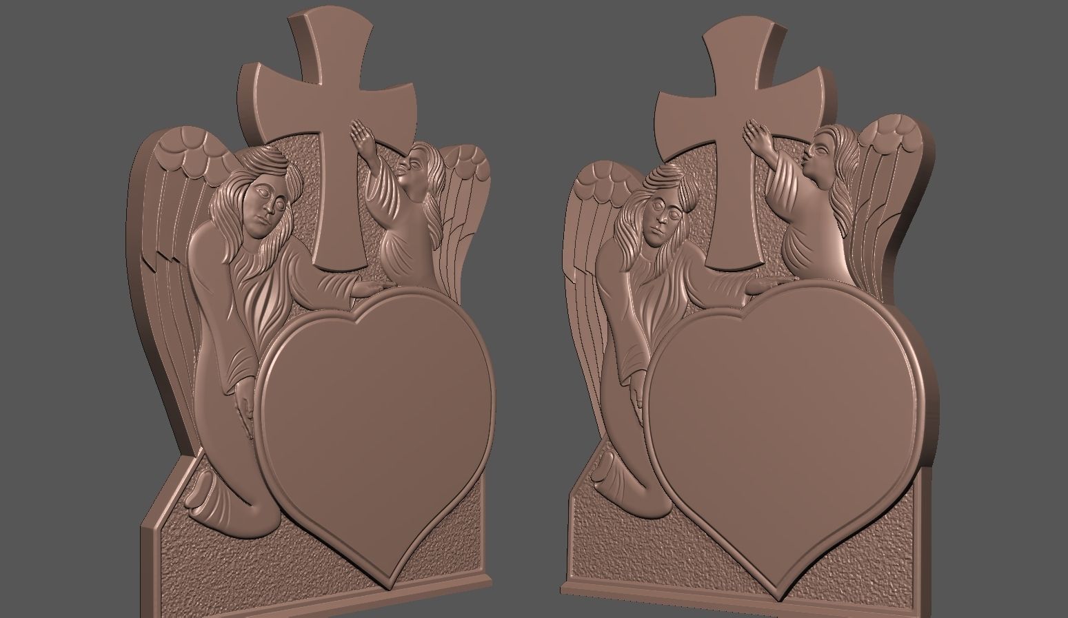 Memorial Tombstone with Angel for cnc Carving 3D print model_2