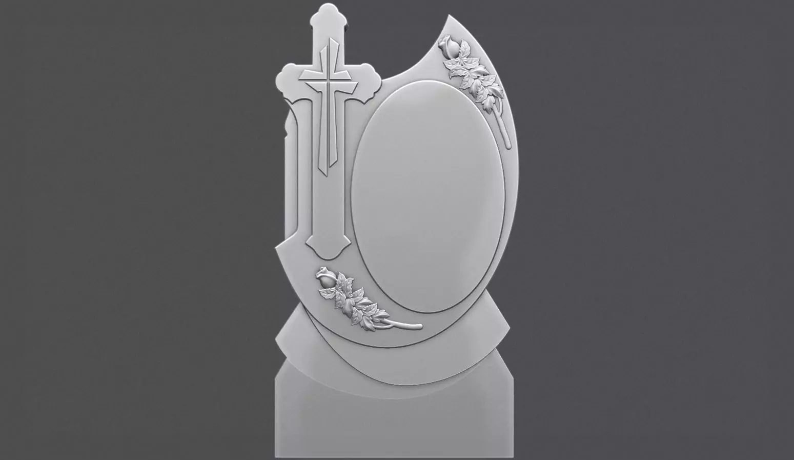 Memorial Tombstone with roses for cnc Carving 3D print model