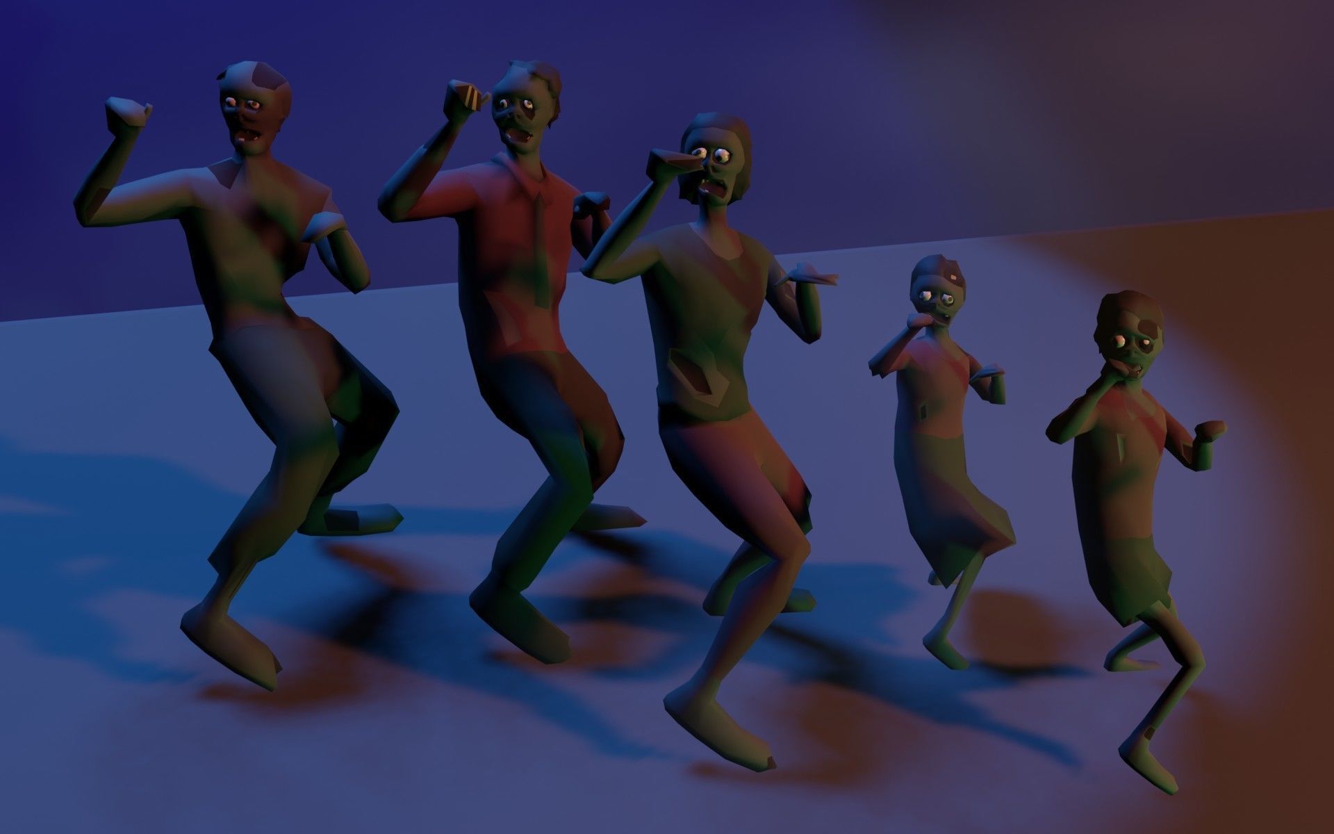 Male Zombie 01 Asset Rigged Unity FBX low-poly 3D model Low-poly 3D model_6