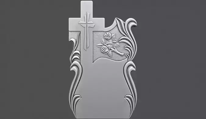 Memorial Tombstone with Cross for cnc Carving 3D print model