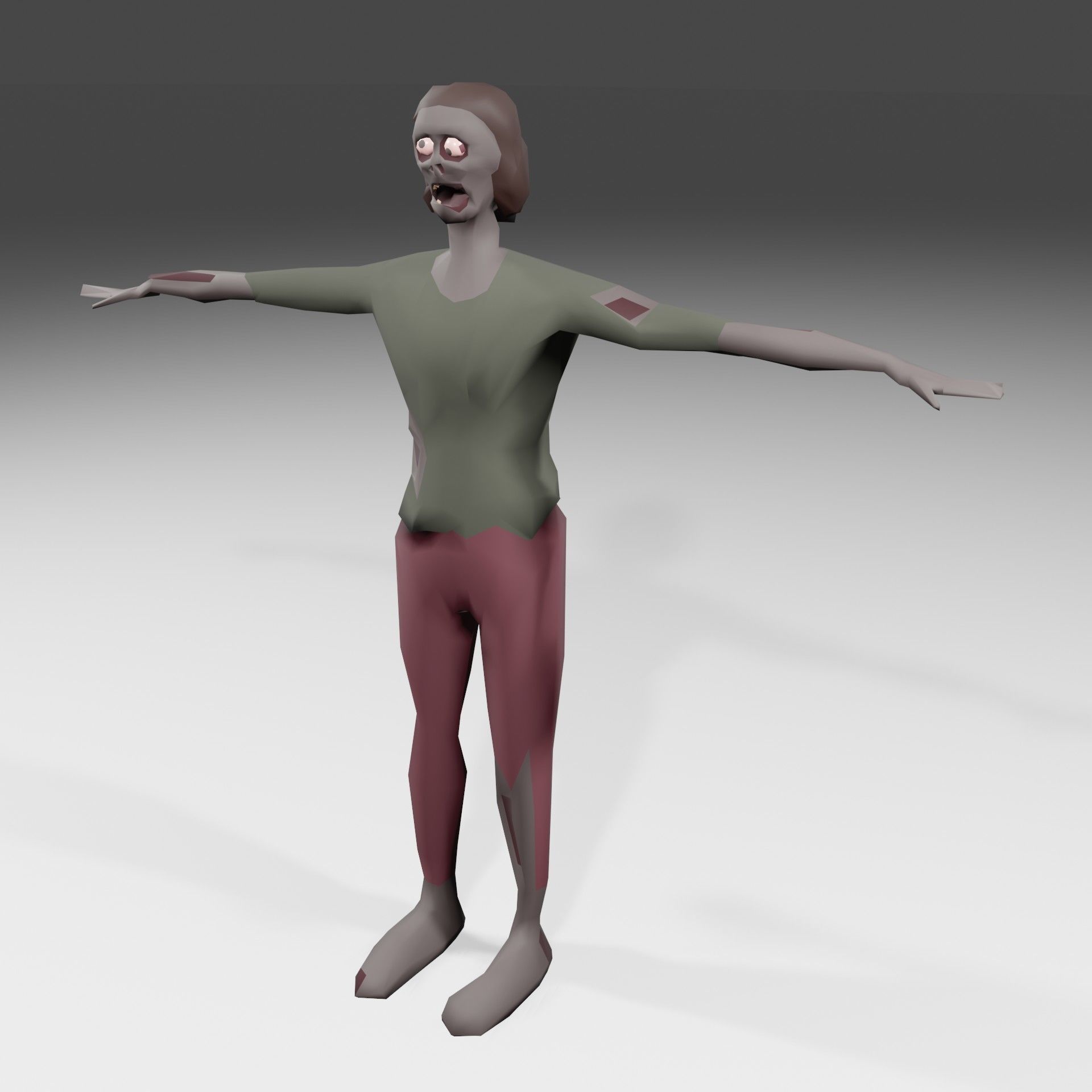 Female Zombie 01 Asset Rigged Unity FBX low-poly 3D model Low-poly 3D model_2