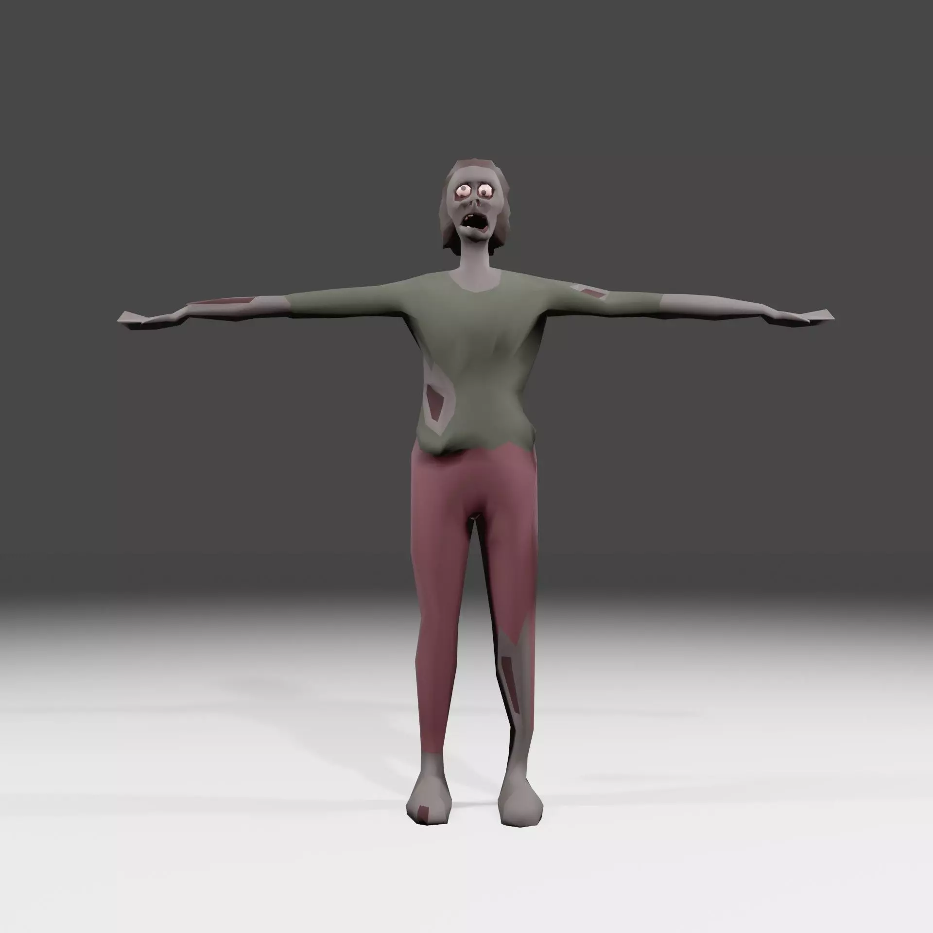 Female Zombie 01 Asset Rigged Unity FBX low-poly 3D model Low-poly 3D model_0