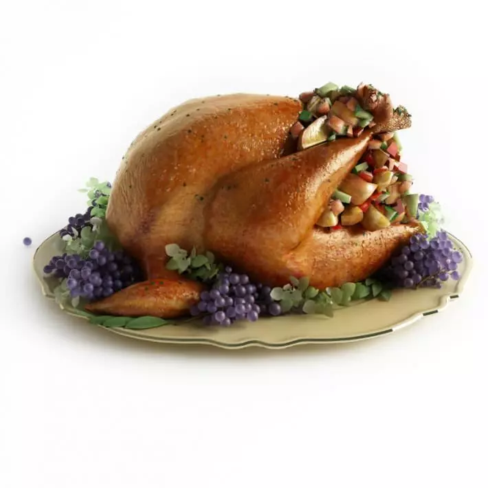 Roast Turkey With Garnishings 3D model_0