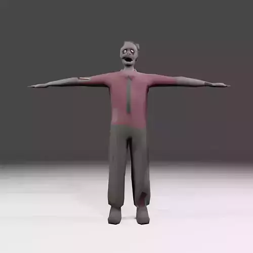 Male Zombie 02 Asset Rigged Unity FBX low-poly 3D model