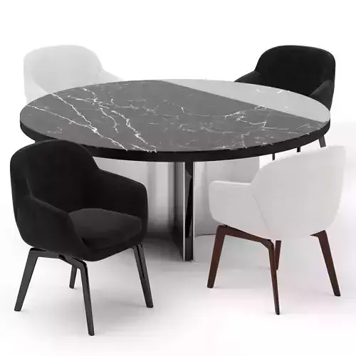 Minotti Belt chair and Marvin table 3D model